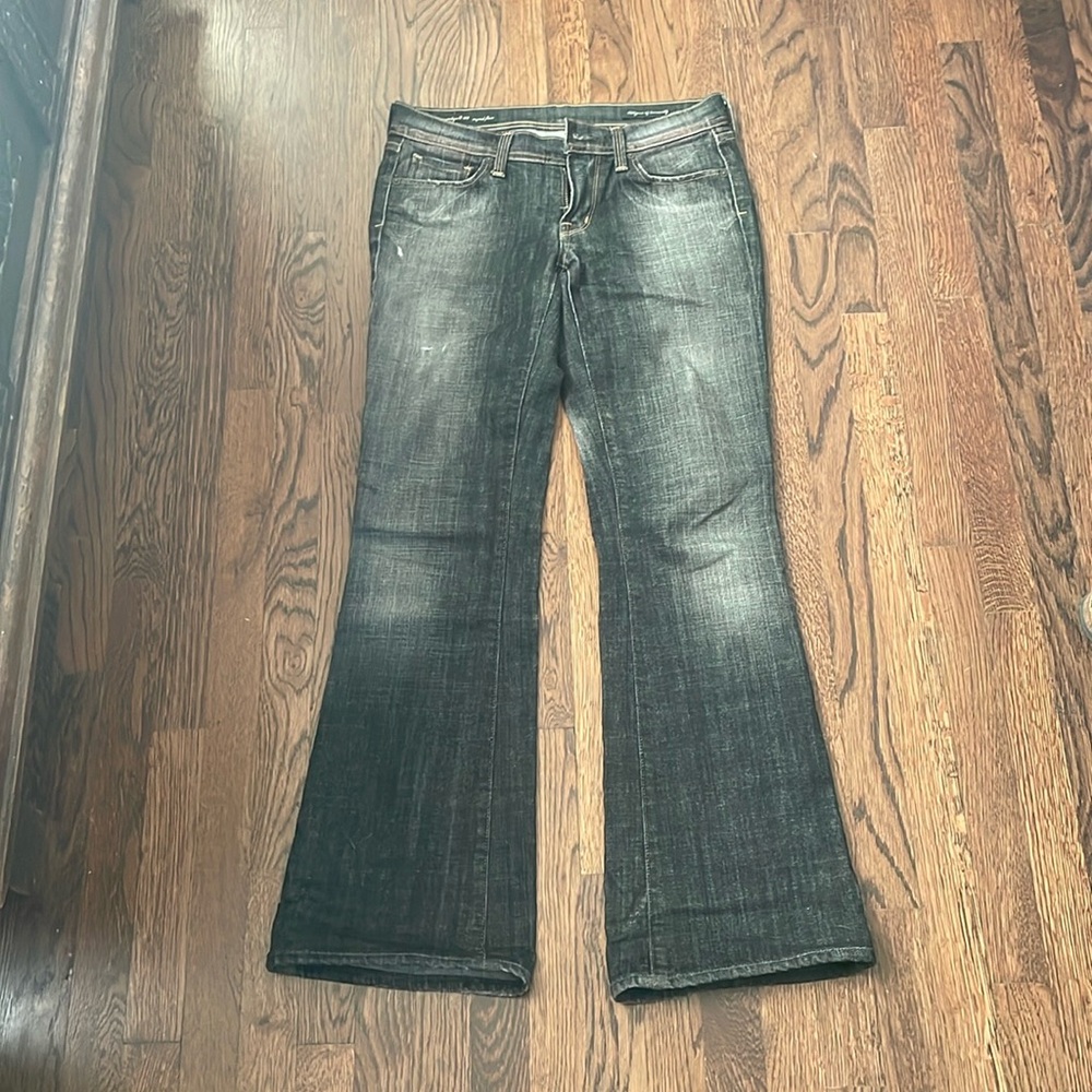 Citizens of humanity Ingrid flare low rise wide leg black jeans, size 27